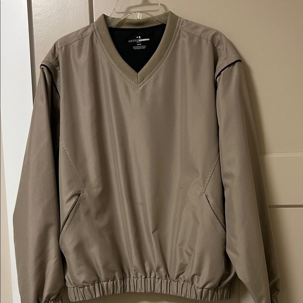 Men’s Grand Slam Tan V-Neck Golf Windbreaker Size Medium